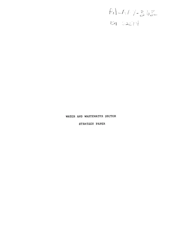 Water and wastewater sector : strategy paper
