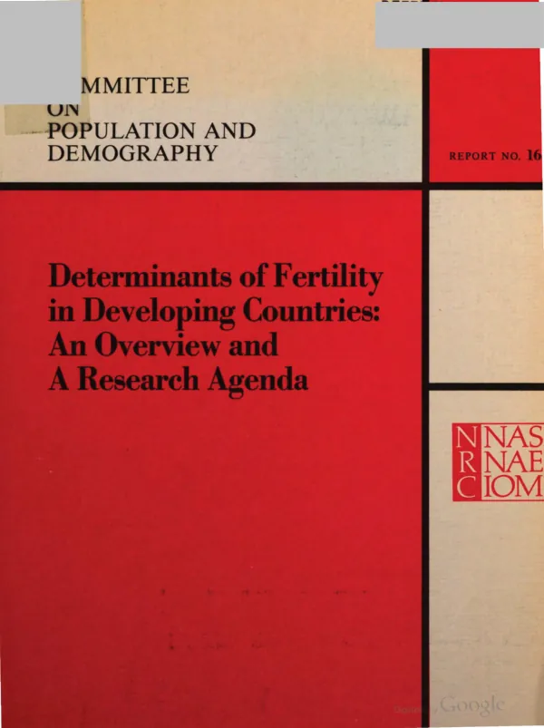Determinants of fertility in developing countries : an overview and a research agenda