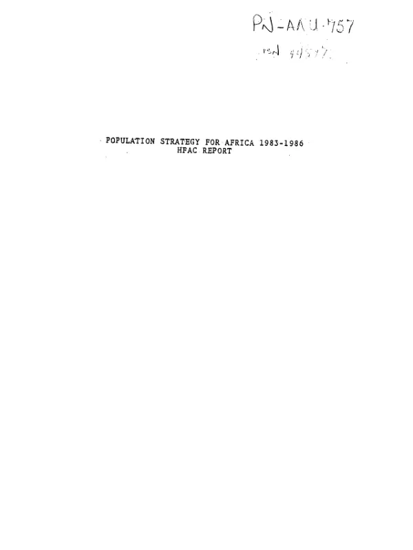 Population strategy for Africa, 1983-1986 : HFAC report