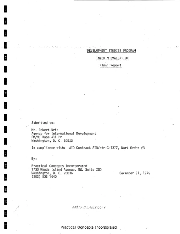 Development studies program interim evaluation : final report