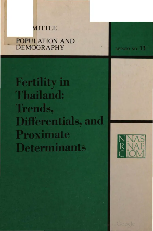 Fertility in Thailand : trends, differentials, and proximate determinants