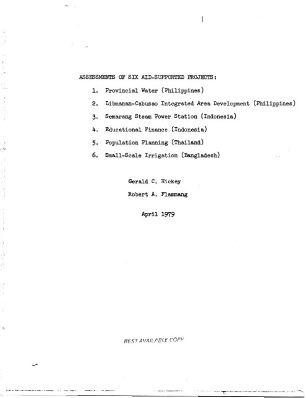 Assessments of six AID-supported projects