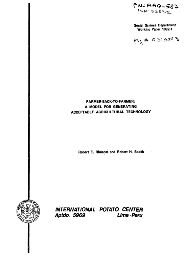 Farmer - back - to - farmer : a model for generating acceptable agricultural technology