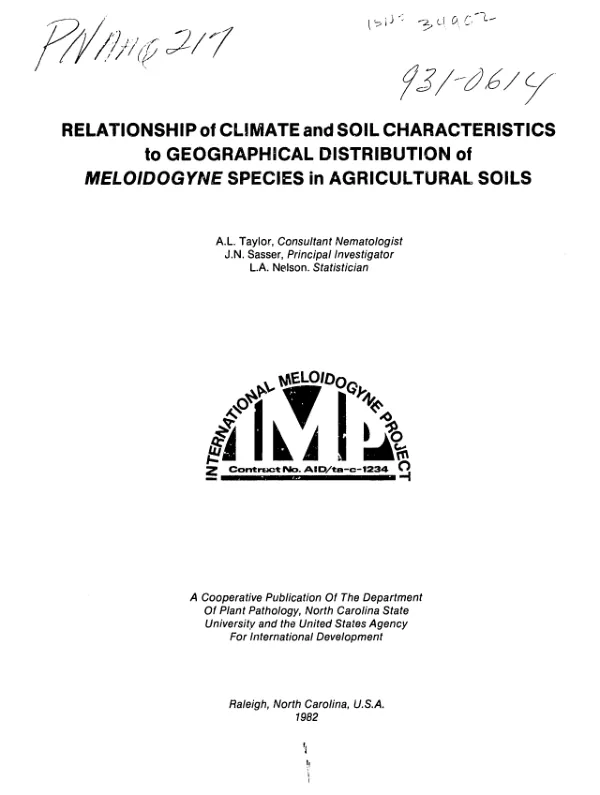 Relationship of climate and soil characteristics to geographical distribution of Meloidogyne species in agricultural soils