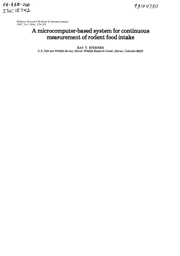Microcomputer based system for continuous measurement of rodent food intake