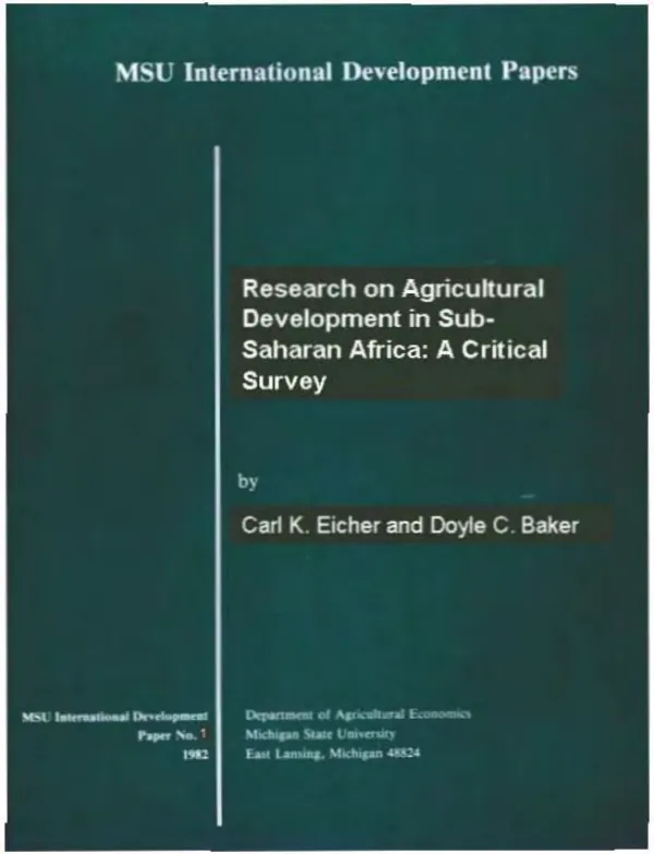 Research on agricultural development in sub-Saharan Africa : a critical survey