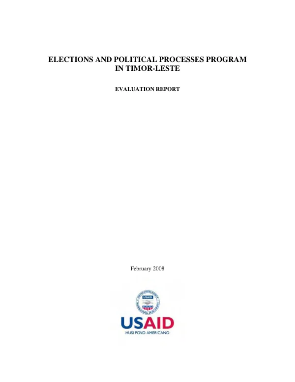Elections and political processes program in Timor-Leste : evaluation report