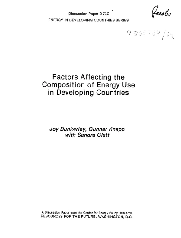 Factors affecting the composition of energy use in developing countries