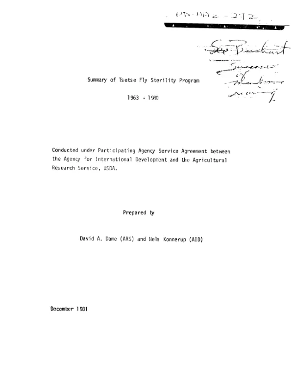 Summary of tsetse fly sterility program, 1963-1980