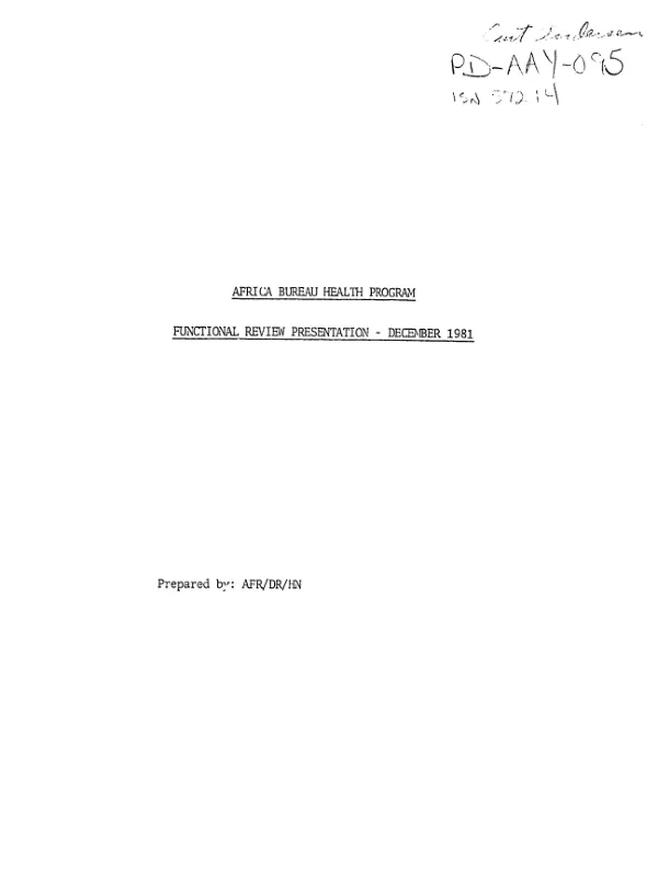 Africa Bureau health program : functional review presentation -- December 1981