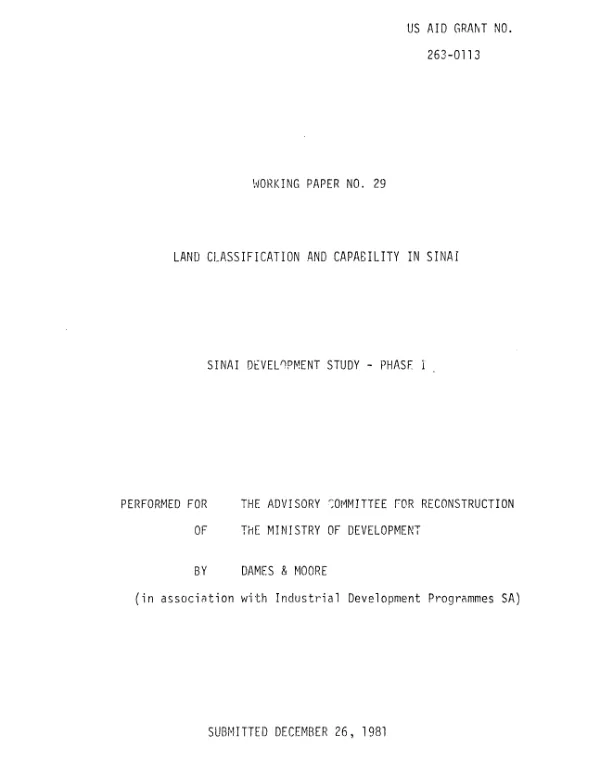 Land classification and capability in Sinai