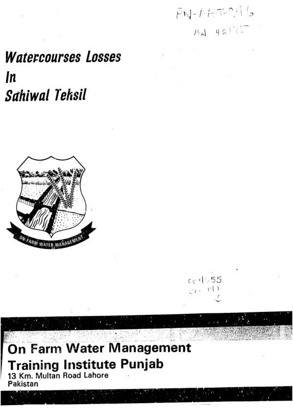 Watercourses losses in Sahiwal Tehsil