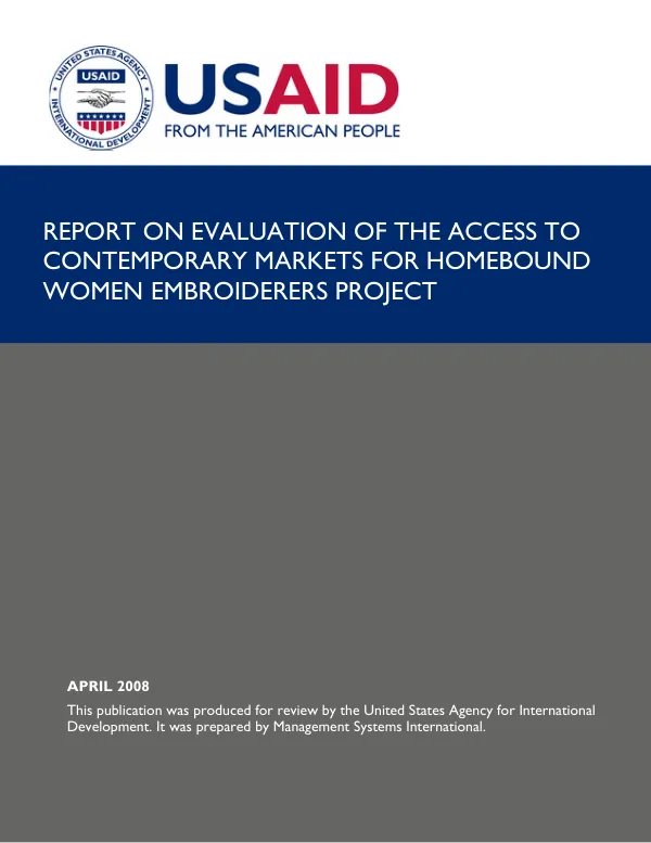 Report on evaluation of the access to comtemporary markets for homebound women embroiderers project