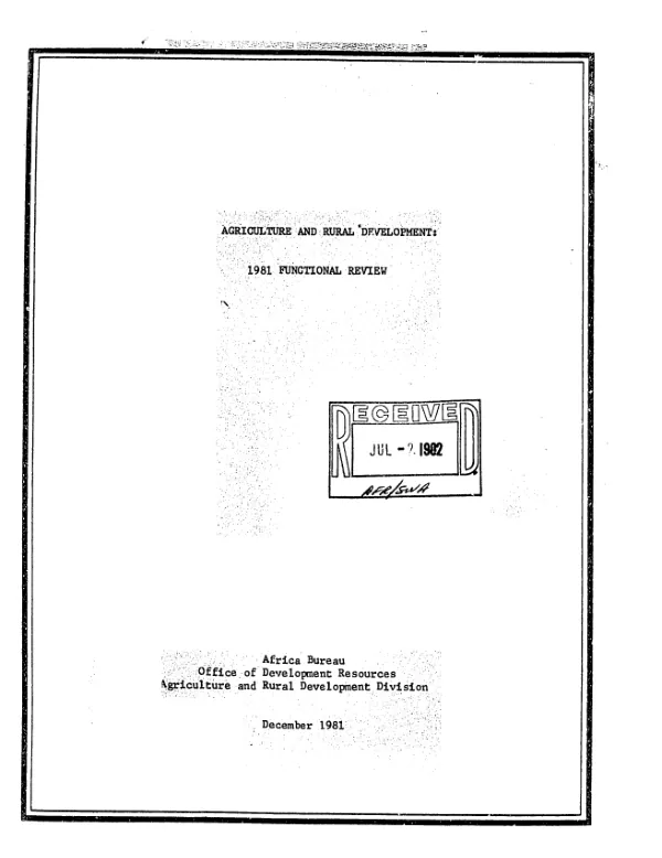 Agriculture and rural development : 1981 functional review