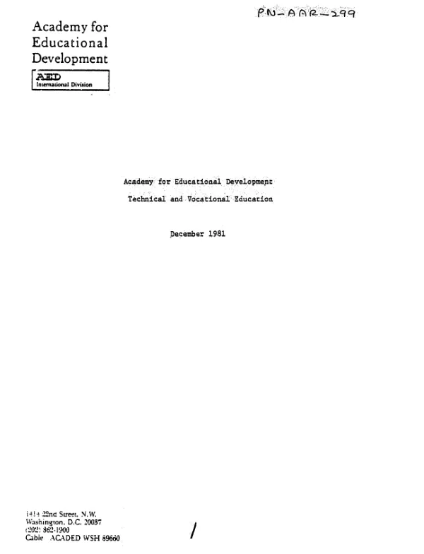 Academy for educational development : technical and vocational education