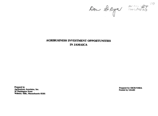 Agribusiness investment opportunities in Jamaica