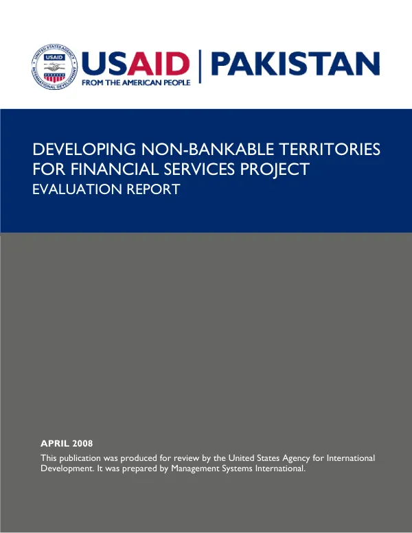 Developing non-bankable territories for financial services project : evaluation report