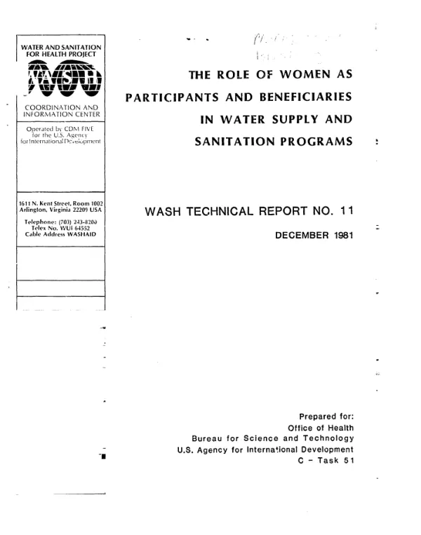 Role of women as participants and beneficiaries in water supply and sanitation programs