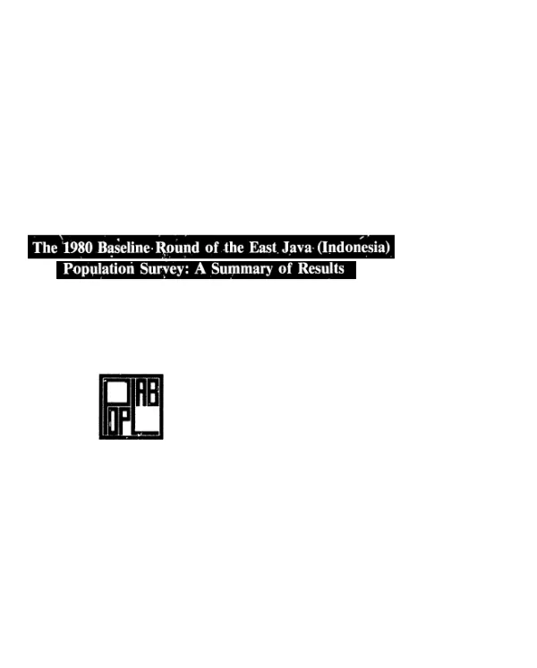 1980 baseline round of the East Java (Indonesia) population survey : a summary of results