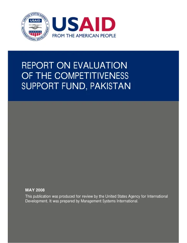 Report on evaluation of the competitiveness support fund, Pakistan