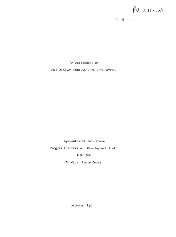 Assessment of West African agricultural development