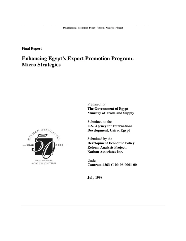 Final report : enhancing Egypt"s export promotion programs : micro strategies