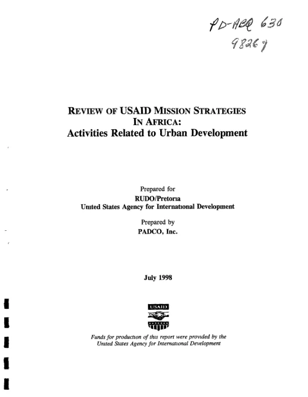 Review of USAID mission strategies in Africa : activities related to urban development