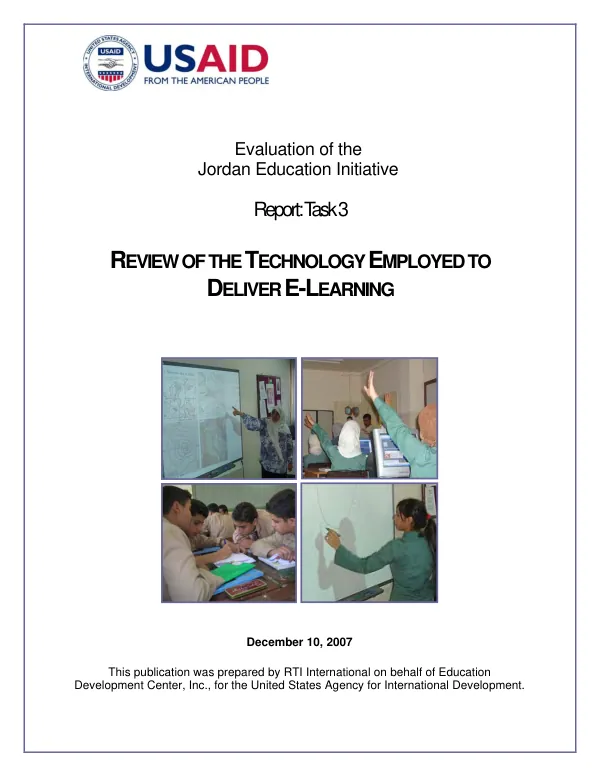 Evaluation of the Jordan education initiative : report task 3 -- review of the technology employed to deliver E-learning