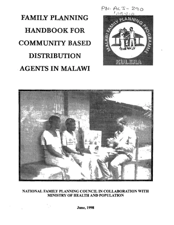 Family planning handbook for community based distribution agents in Malawi