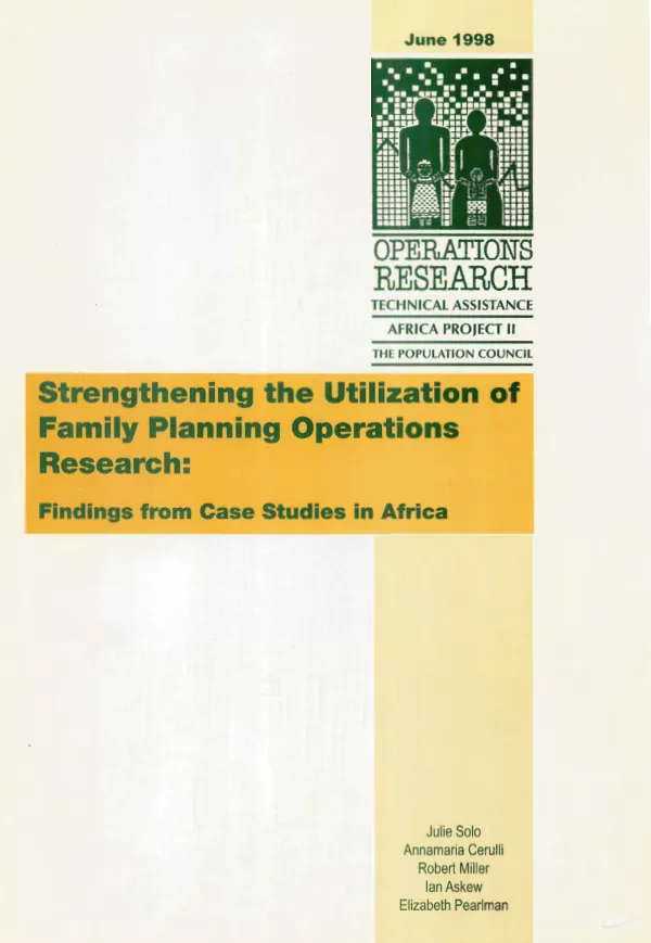 Strengthening the utilization of family planning operations research : findings from case studies in Africa