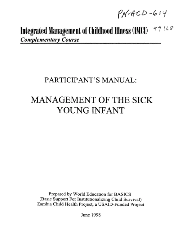 Participant"s manual : management of the sick young infant