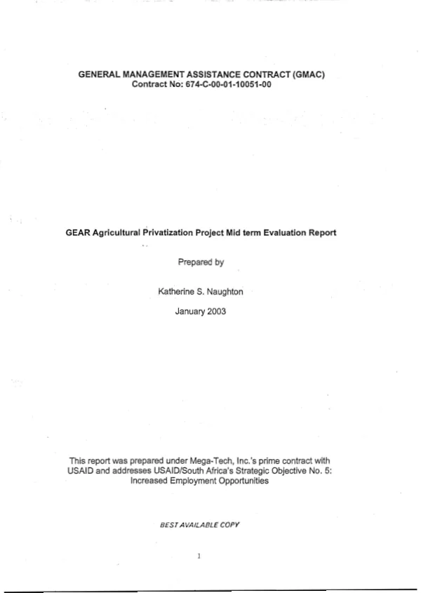 GEAR agricultural privatization project mid term evaluation report
