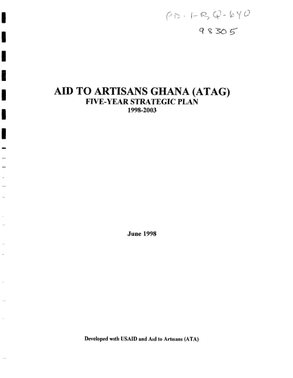 Aid to Artisans Ghana (ATAG) five-year strategic plan, 1998-2003