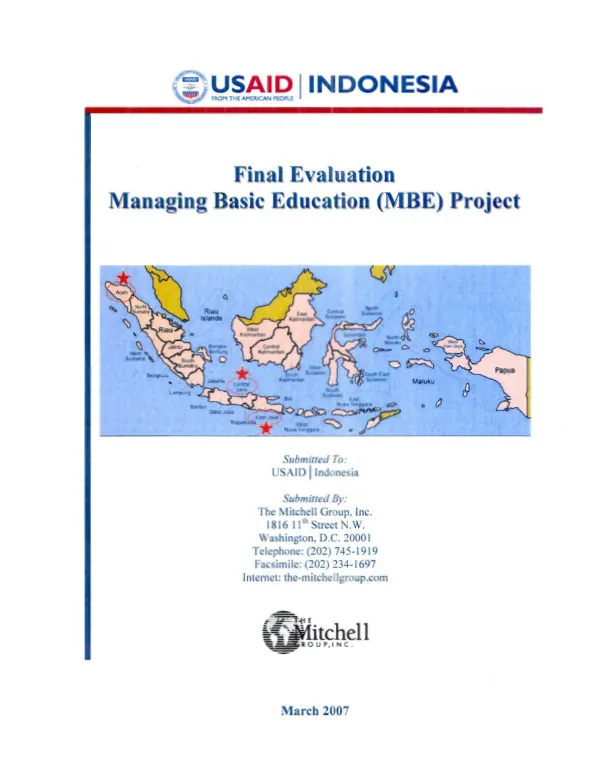Final evaluation : managing basic education (MBE) project