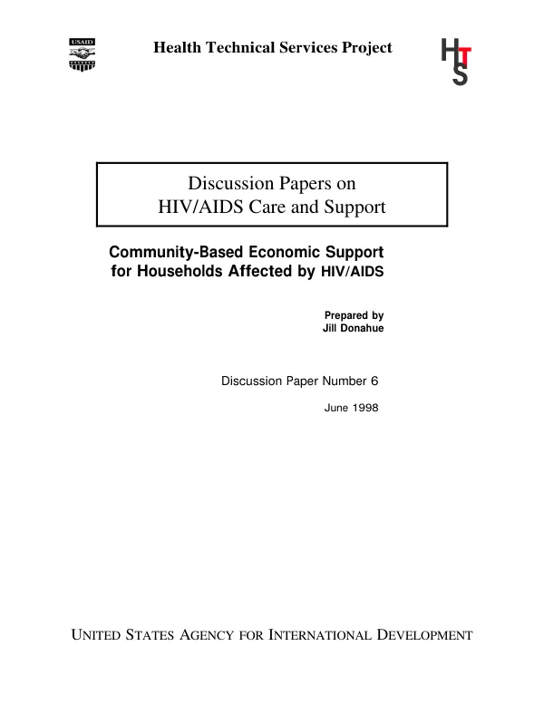 Community-based economic support for households affected by HIV/AIDS