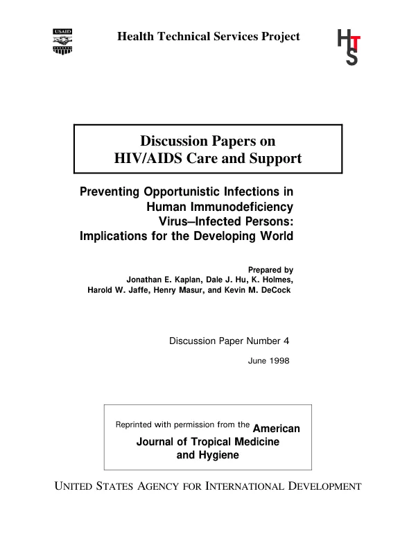 Preventing opportunistic infections in human immunodeficiency virus-infected persons : implications for the developing world