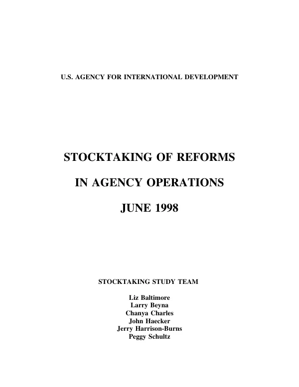 Stocktaking of reforms in agency program operations [: synthesis]