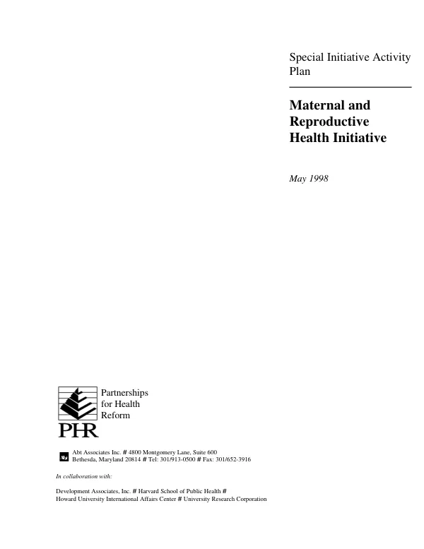 Maternal and reproductive health initiative