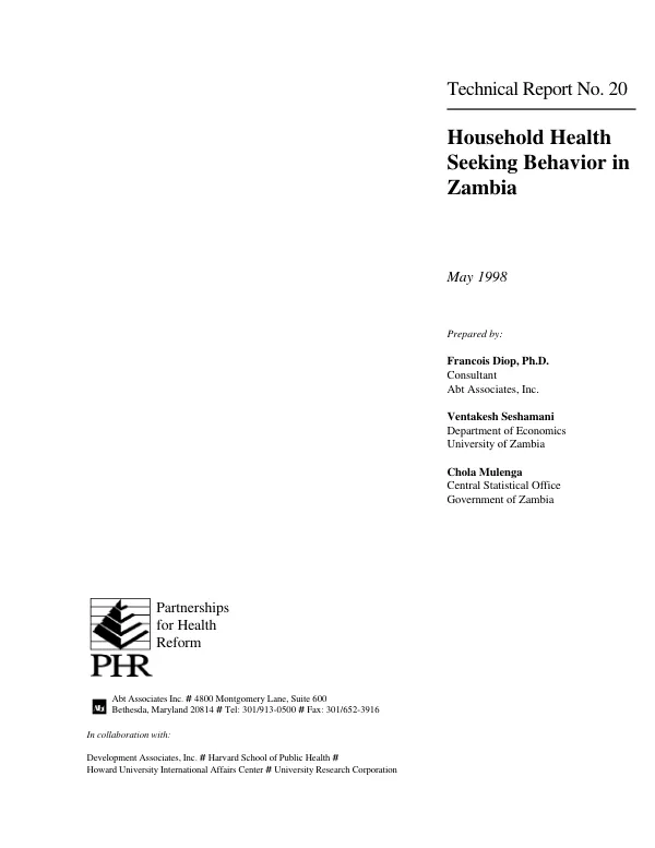 Household health seeking behavior in Zambia
