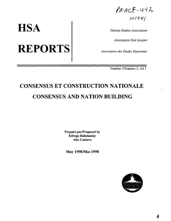 Consensus et construction nationale = Consensus and nation building