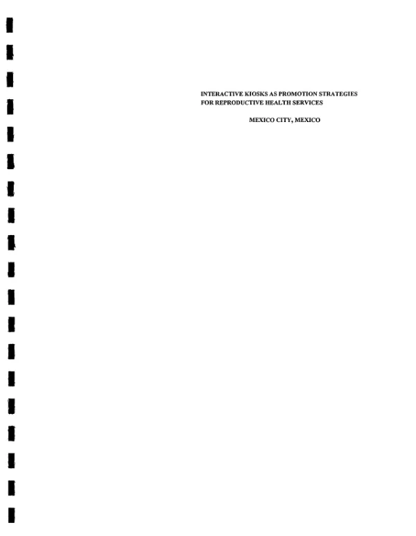 Operations research final report : interactive kiosks as promotion strategies for reproductive health services
