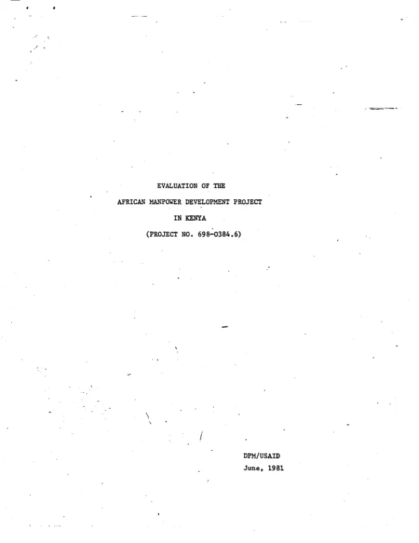 Evaluation of the African manpower development project in Kenya (project no. 698-0384.6)