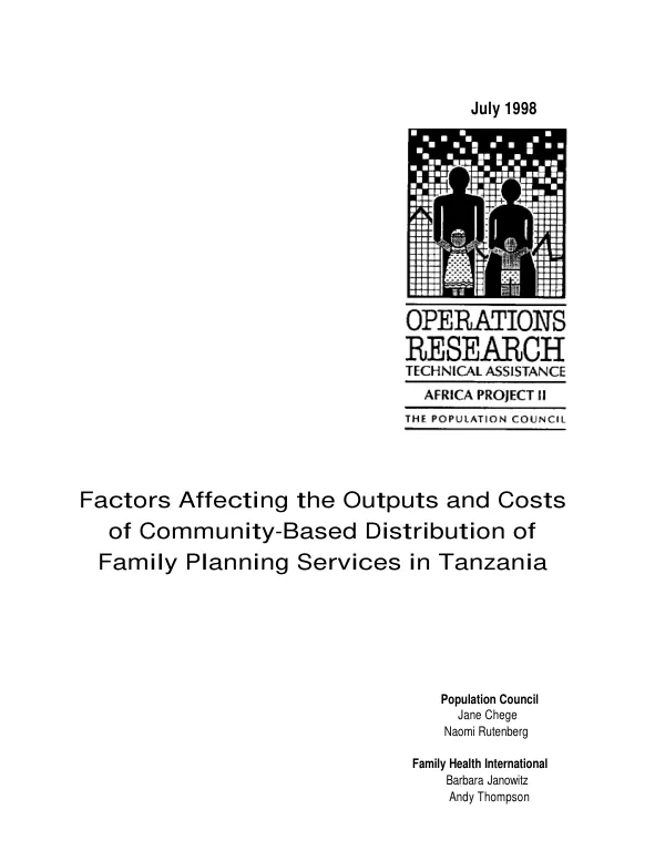 Factors affecting the outputs and costs of community-based distribution of family planning services in Tanzania