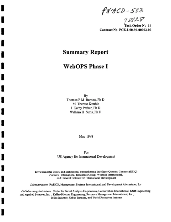 Summary report : WebOPS phase I