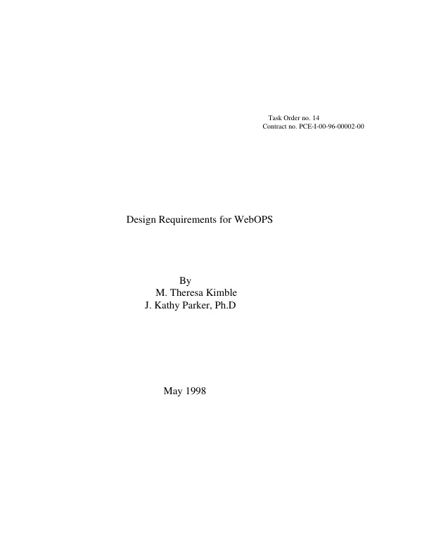 Design requirements for WebOPS