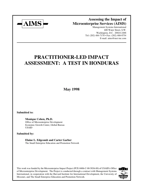 Practitioner-led impact assessment : a test in Honduras