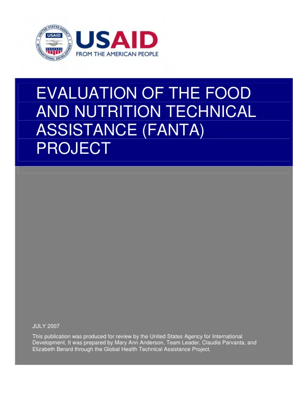 Evaluation of the food and nutrition technical assistance (FANTA) project
