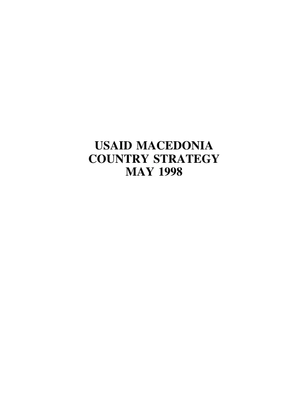 USAID Macedonia : country strategy -- May 1998