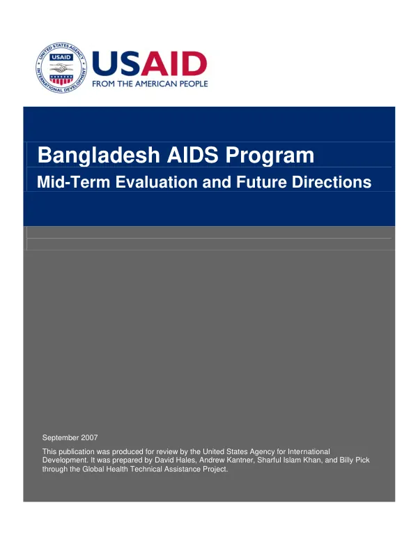 Bangladesh AIDS program : mid-term evaluation and future directions