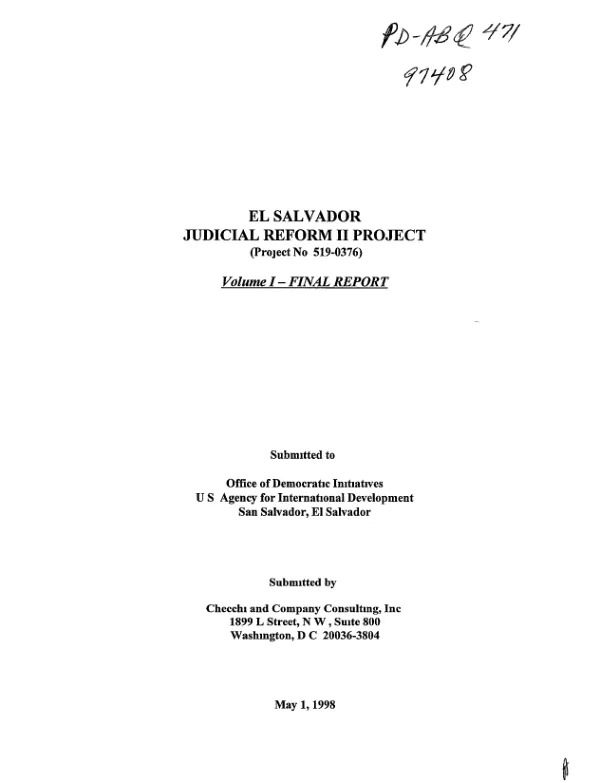 El Salvador judicial reform II project (project no. 519-0376)